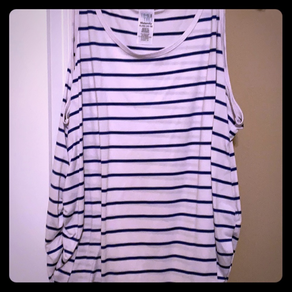 Navy blue and white striped Maternity tank